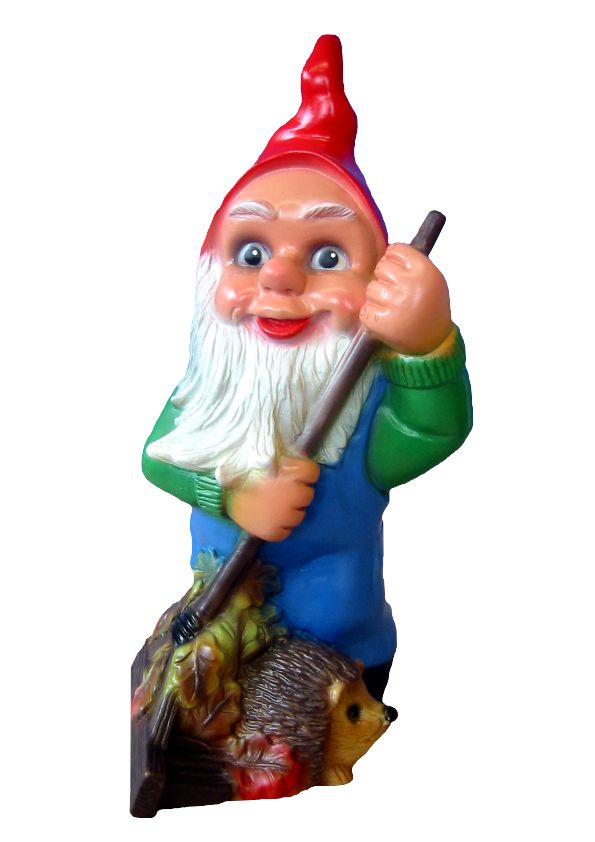 Zwerg mit Laubrechen