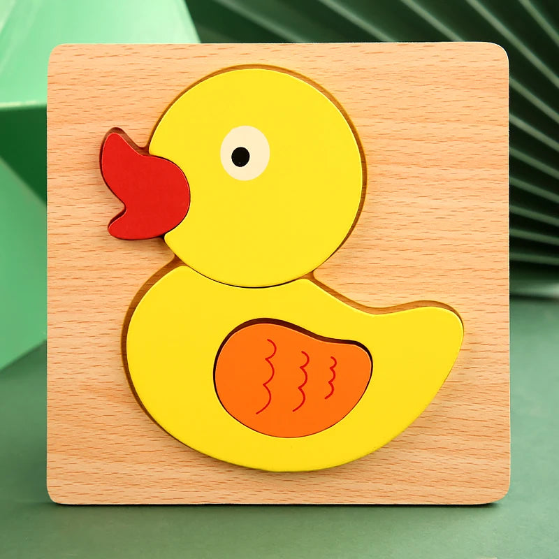 3D Holzpuzzle mit Cartoon-Tieren & Fahrzeugen – Frühkindliches Lernspielzeug für Kinder ab 3 Jahren