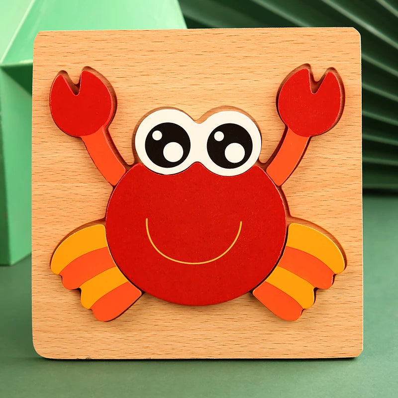 3D Holzpuzzle mit Cartoon-Tieren & Fahrzeugen – Frühkindliches Lernspielzeug für Kinder ab 3 Jahren
