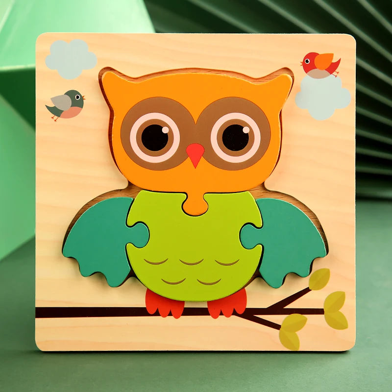 3D Holzpuzzle mit Cartoon-Tieren & Fahrzeugen – Frühkindliches Lernspielzeug für Kinder ab 3 Jahren