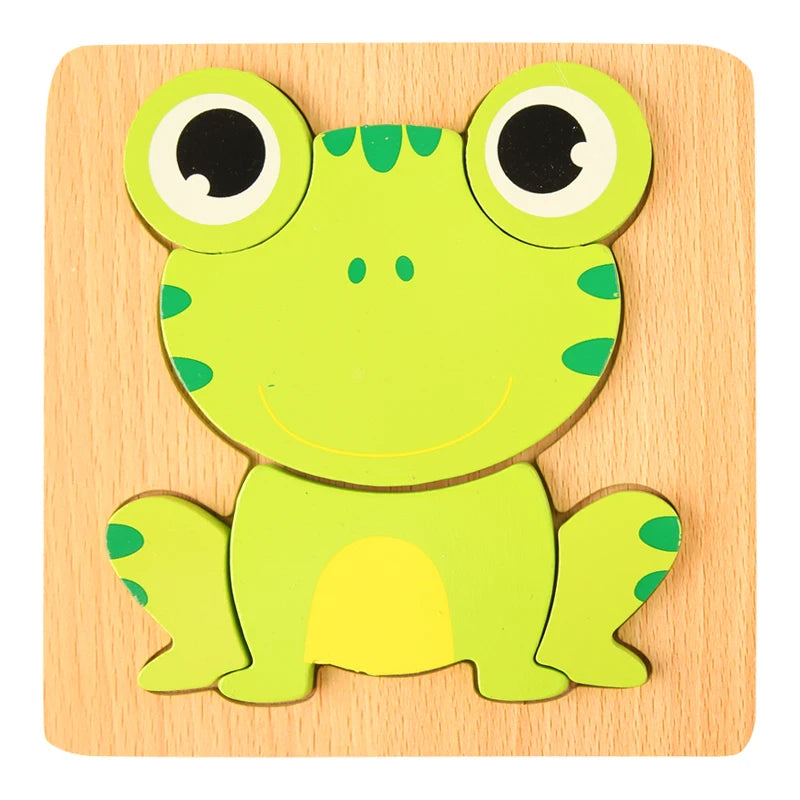 3D Holzpuzzle mit Cartoon-Tieren & Fahrzeugen – Frühkindliches Lernspielzeug für Kinder ab 3 Jahren