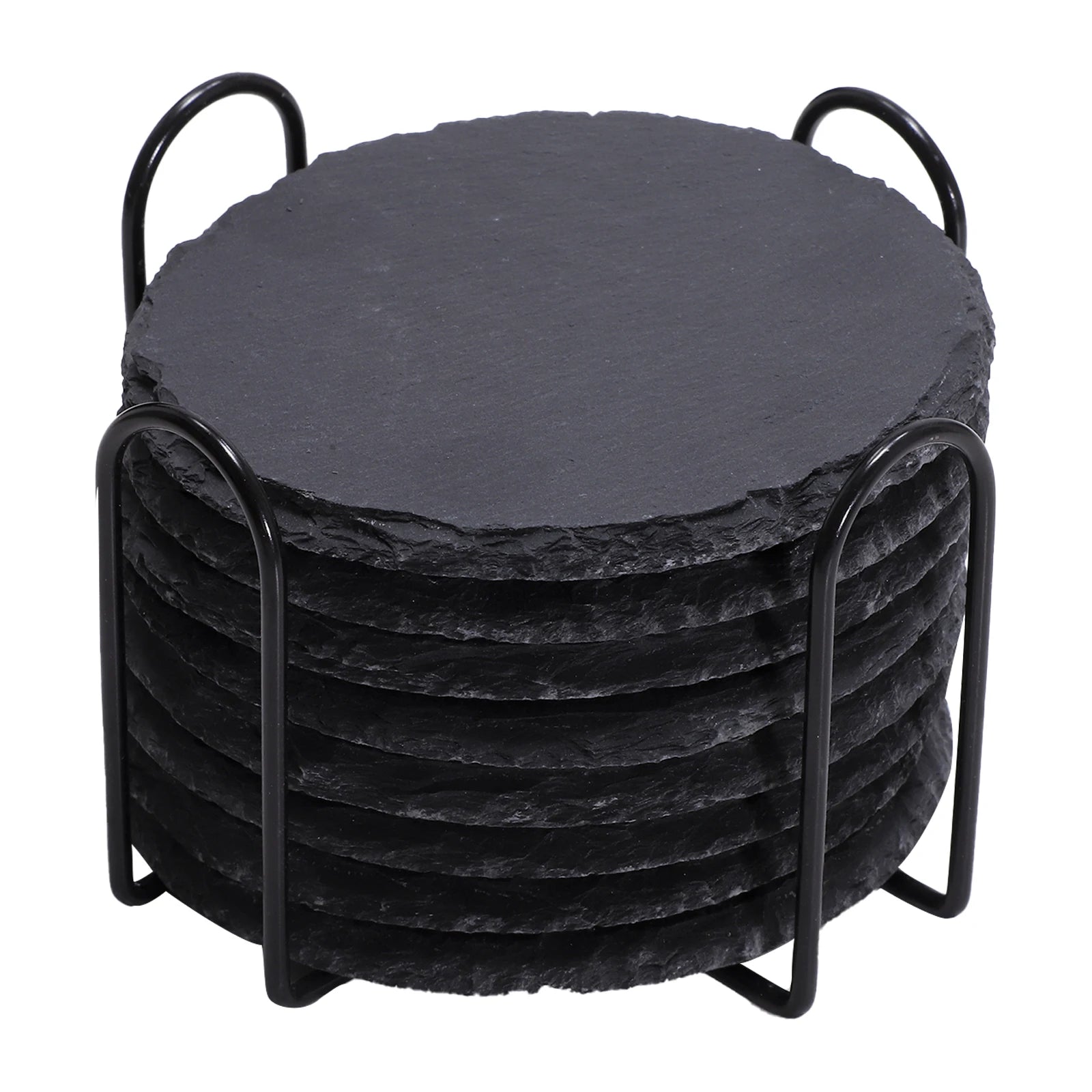 Schiefer-Untersetzer Set – Schwarze Naturstein-Untersetzer