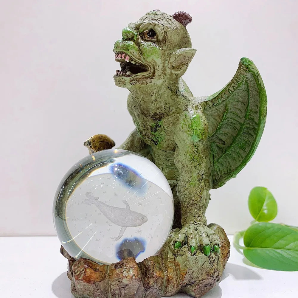Gargoyle Kugelhalter aus Resin – Kristallkugel-Ständer Monster