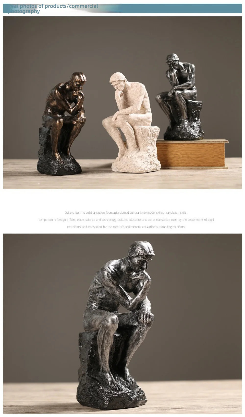 Nordische Denker-Skulptur – Resin in Sandstein-Optik