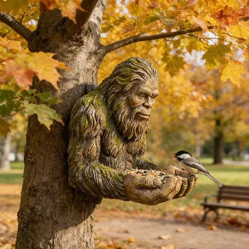 Vogelfutter-Skulptur aus Harz – Multifunktionale Gartendeko mit verstecktem Aufhängeloch
