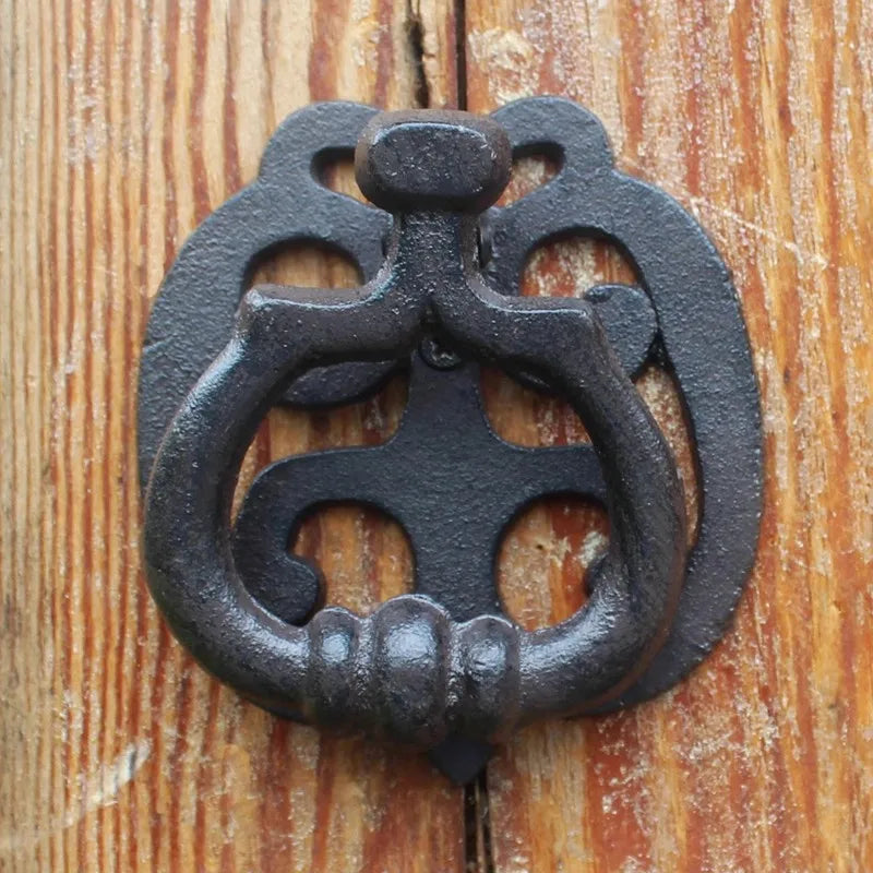 Dekorativer Türklopfer aus Gusseisen – Vintage-Stil, Schwarz, 12,5 × 11,5 cm