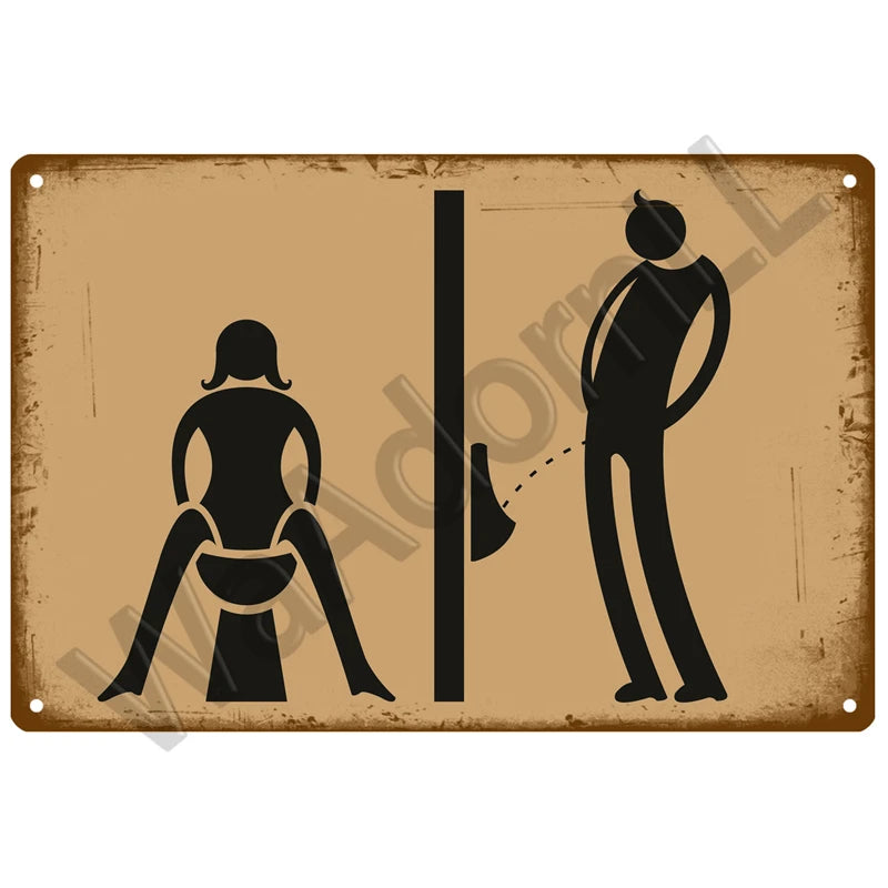 Vintage Metall-Blechschild WC – Witzige Badezimmer-Wanddeko Toilette Retro 20×30 cm