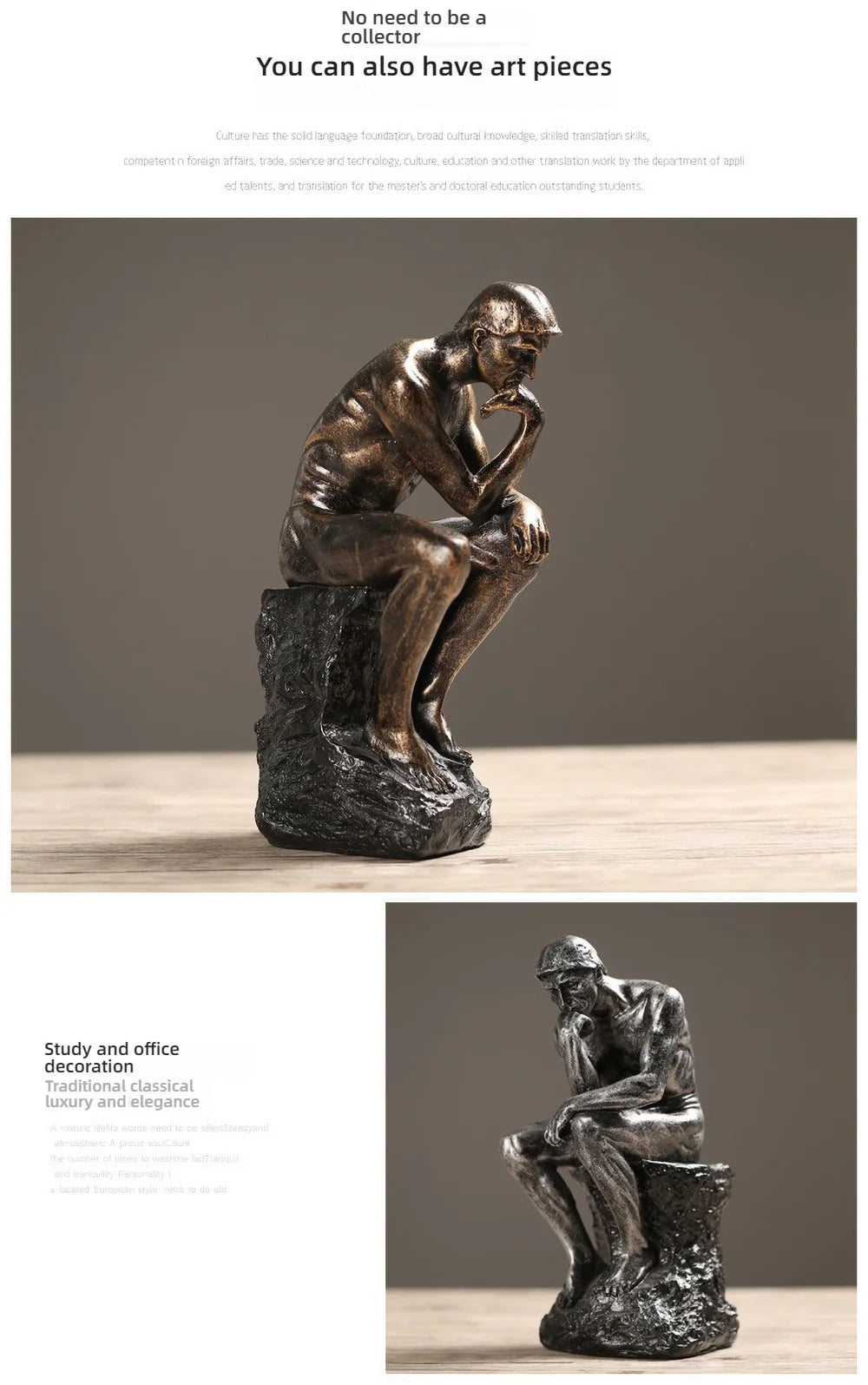 Nordische Denker-Skulptur – Resin in Sandstein-Optik