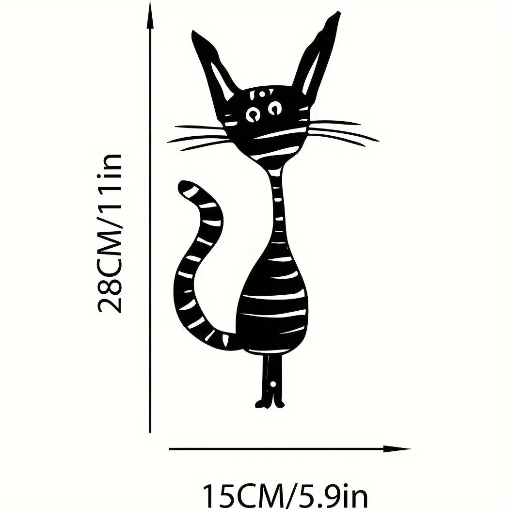 Tiki-inspirierte Katzen-Familie Gartenstecker – Dekorative Katzen-Silhouetten