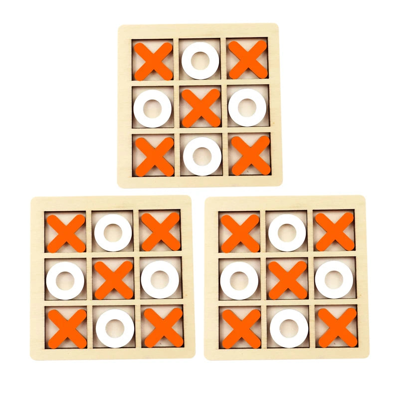 Montessori Holz Mini-Schach & XO-Puzzle – Interaktives Denkspiel & Frühförderungs-Spielzeug für Kinder ab 3 Jahren