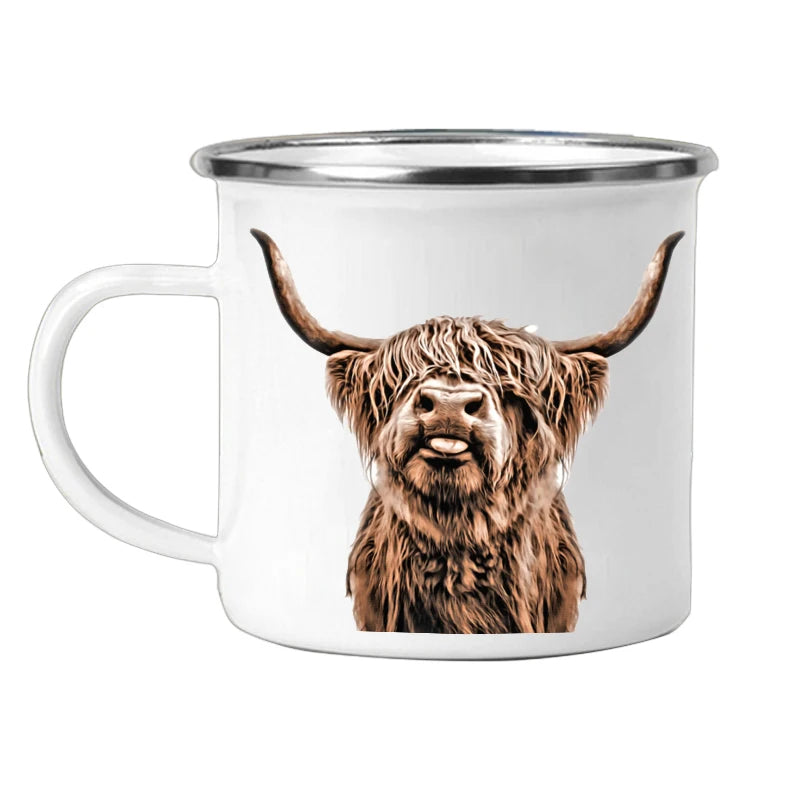 Emaille Camping Tasse mit Tiermotiv – Outdoor-Becher für Kaffee, Tee & Abenteuer