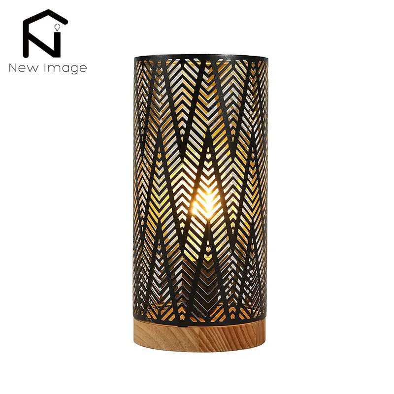 Geometrische Metall-Tischlampe mit Edison-Glühbirne – Kabellose Akku-Lampe