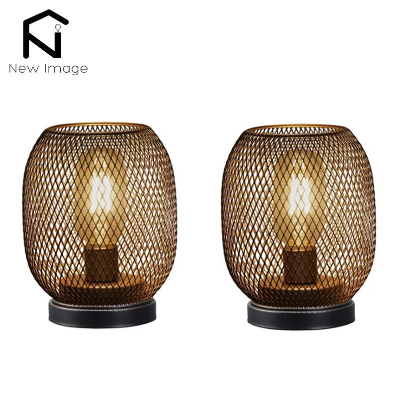 2er-Set Metall-Laterne mit LED – Kabellose Tischlampe