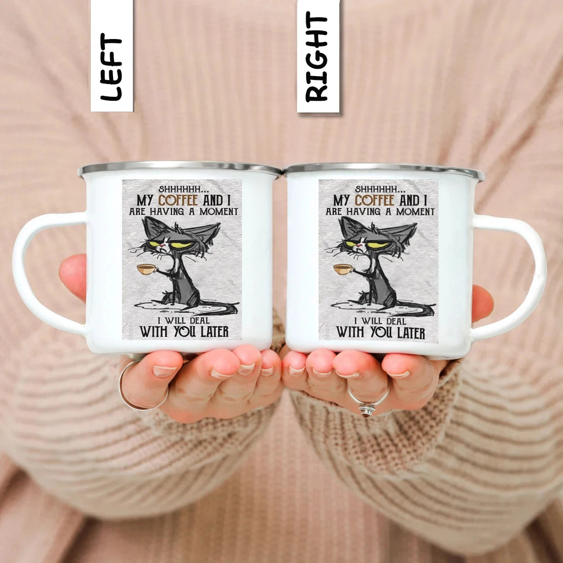 Emaille Camping Tasse mit Tiermotiv – Outdoor-Becher für Kaffee, Tee & Abenteuer