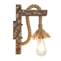 Retro Wandlampe aus Holz & Hanfseil – E27 Edison-Fassung