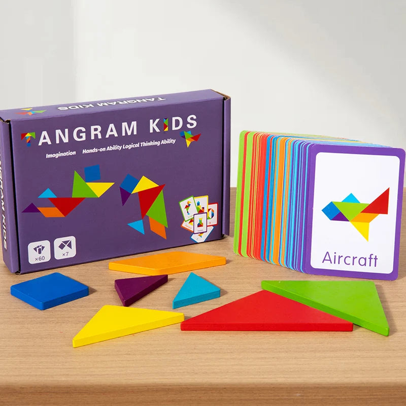 3D Holz-Tangram Jigsaw-Puzzle – Geometrische Formen & Montessori Lernhilfe (ab 3 Jahre)