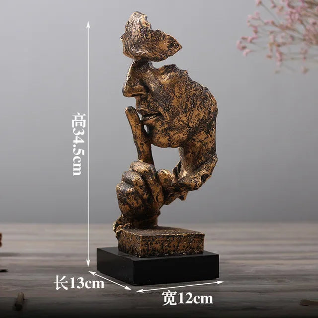 Nordische „Stille ist Gold“ Skulptur – Abstrakte Harz-Figur für modernes Wohnen & Büro