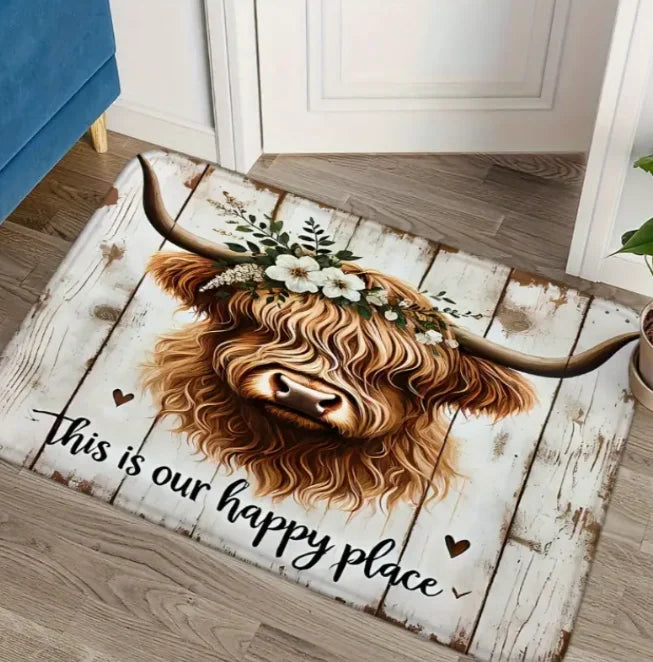 Highland-Kuh Fußmatte – Rustikale Willkommensmatte