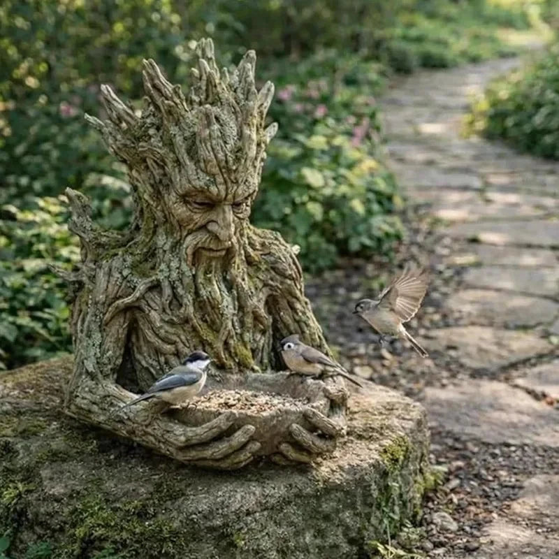 Vogelfutter-Skulptur aus Harz – Multifunktionale Gartendeko mit verstecktem Aufhängeloch