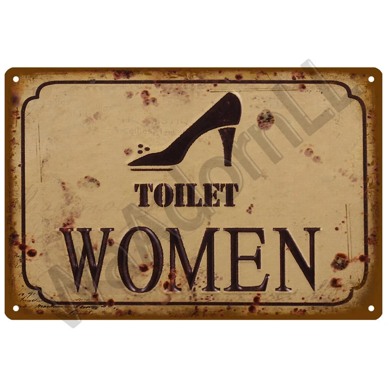 Vintage Metall-Blechschild WC – Witzige Badezimmer-Wanddeko Toilette Retro 20×30 cm