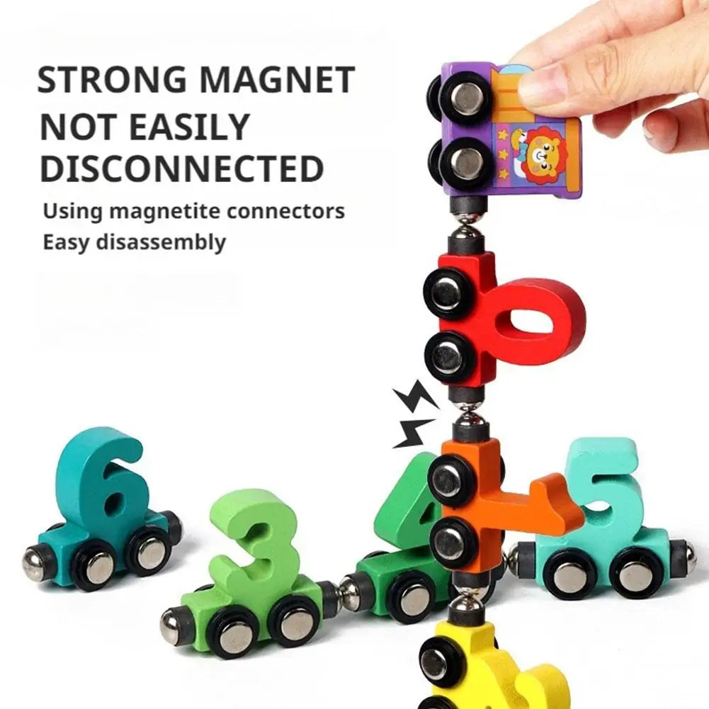 Magnetischer Holz-Zahlenzug – Zahlen 0–10 lernen mit Lokomotive (ab 3 Jahre)
