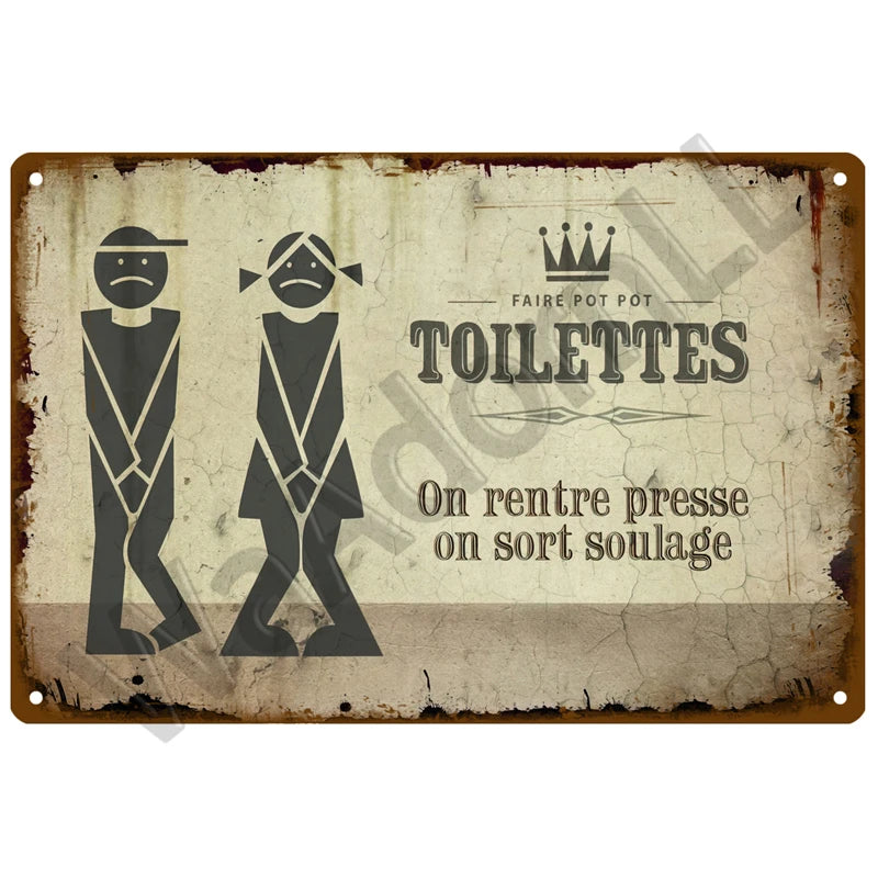 Vintage Metall-Blechschild WC – Witzige Badezimmer-Wanddeko Toilette Retro 20×30 cm