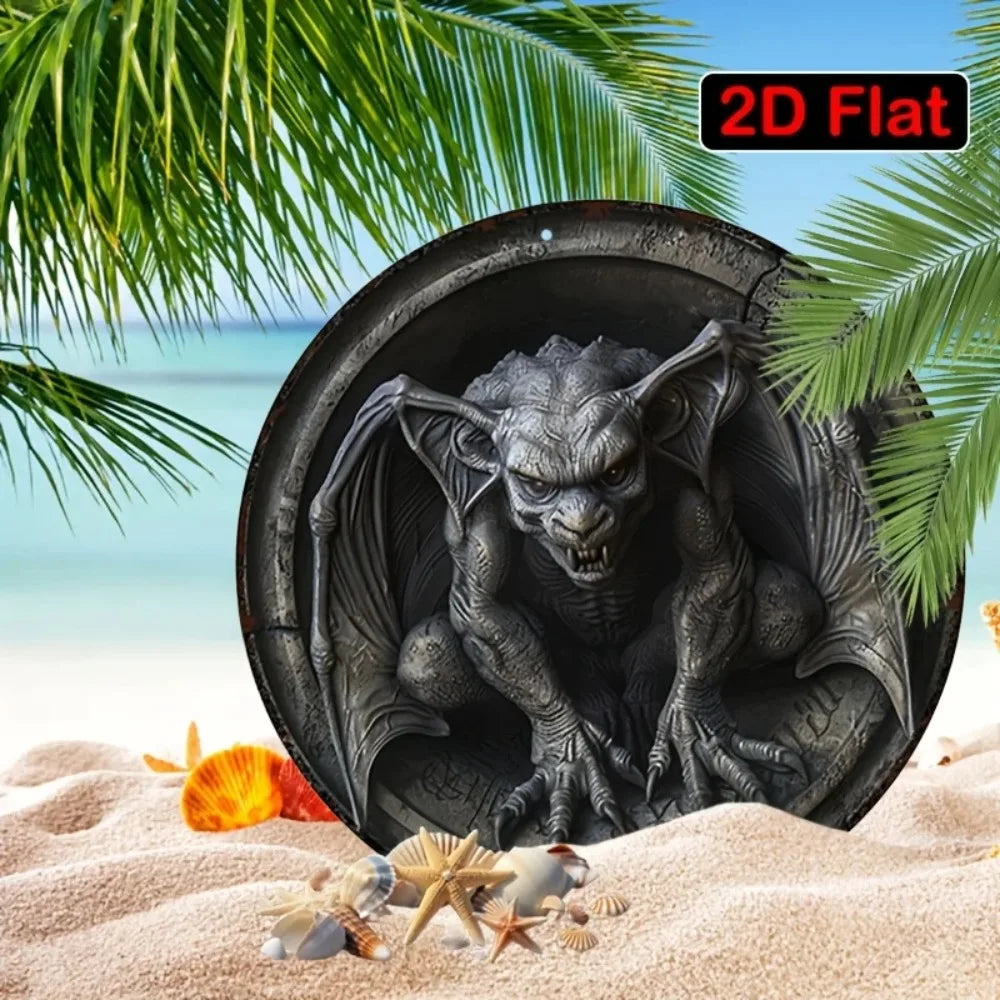 2D Gargoyle Aluminium-Schild – Gotische Metall-Wanddeko