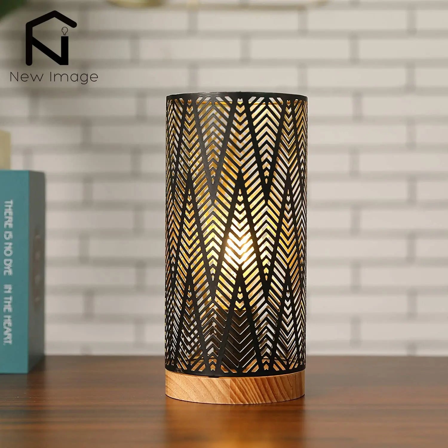 Geometrische Metall-Tischlampe mit Edison-Glühbirne – Kabellose Akku-Lampe