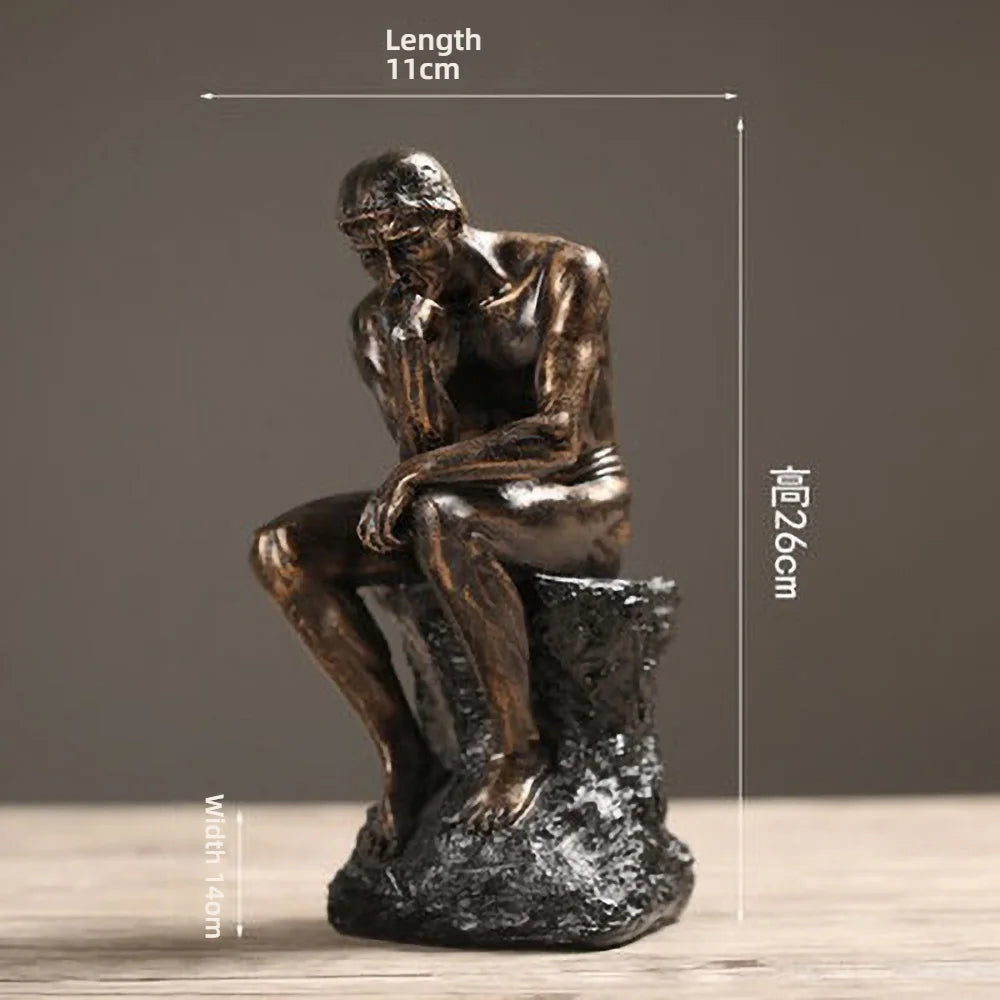 Nordische Denker-Skulptur – Resin in Sandstein-Optik