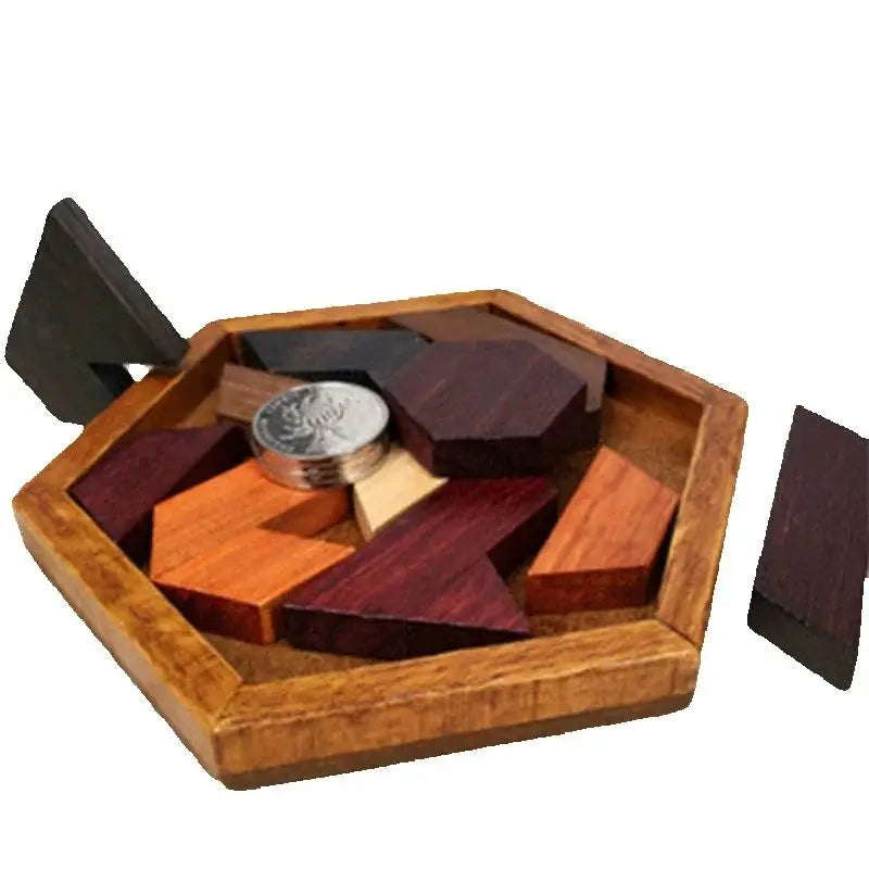 Holz-Polygon-Mosaik & Geometrisches Jigsaw-Puzzle – Ungiftiges Denkspiel für Kinder ab 3 Jahren