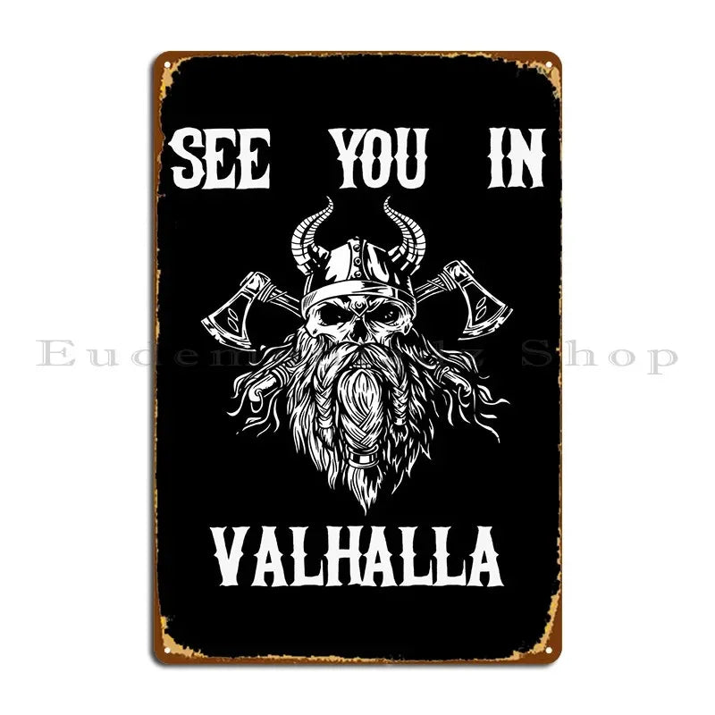 Odin Metallschild „See You In Valhalla“ – Wikinger Wanddeko