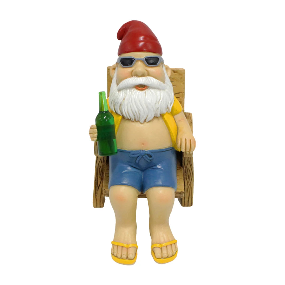 Sonnenbadender Gartenzwerg auf Liegestuhl – Witzige Gartenfigur aus Harz (2er-Set)