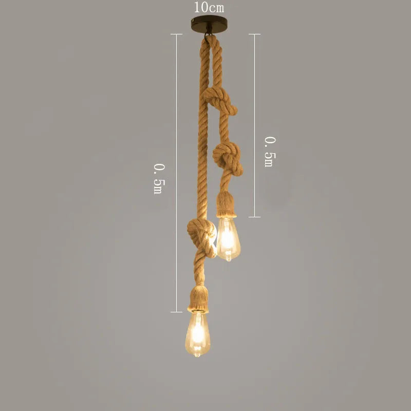 Retro Wandlampe aus Holz & Hanfseil – E27 Edison-Fassung