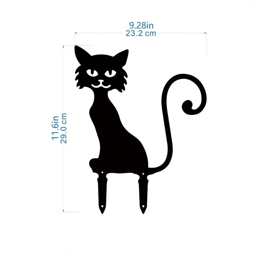 Tiki-inspirierte Katzen-Familie Gartenstecker – Dekorative Katzen-Silhouetten