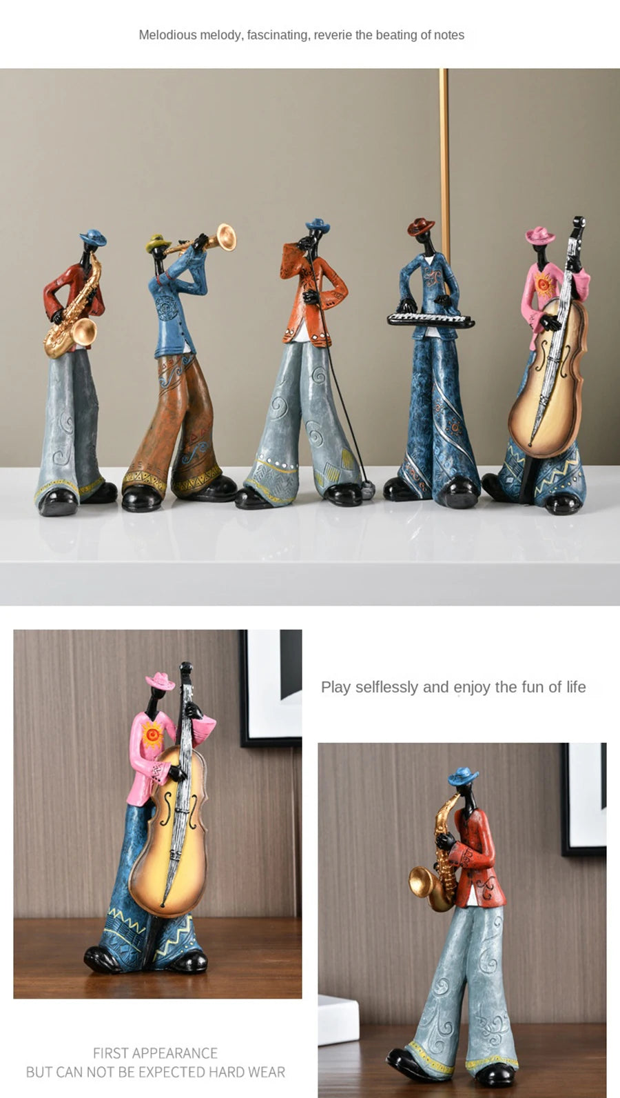 Musikband-Figuren aus Resin – Nordische Deko-Skulptur