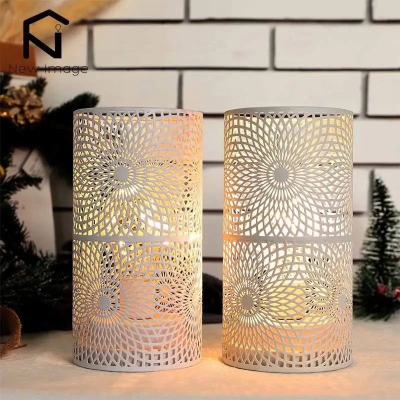 2er-Set Nordische Zylinder-Tischlampe mit LED-Lichterkette – Kabellose Nachtlampe