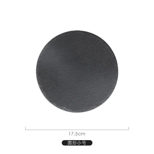 Round Slate Serving Platter – for Steak, Sushi, Pastries & Snacks (Sizes XS–XL)