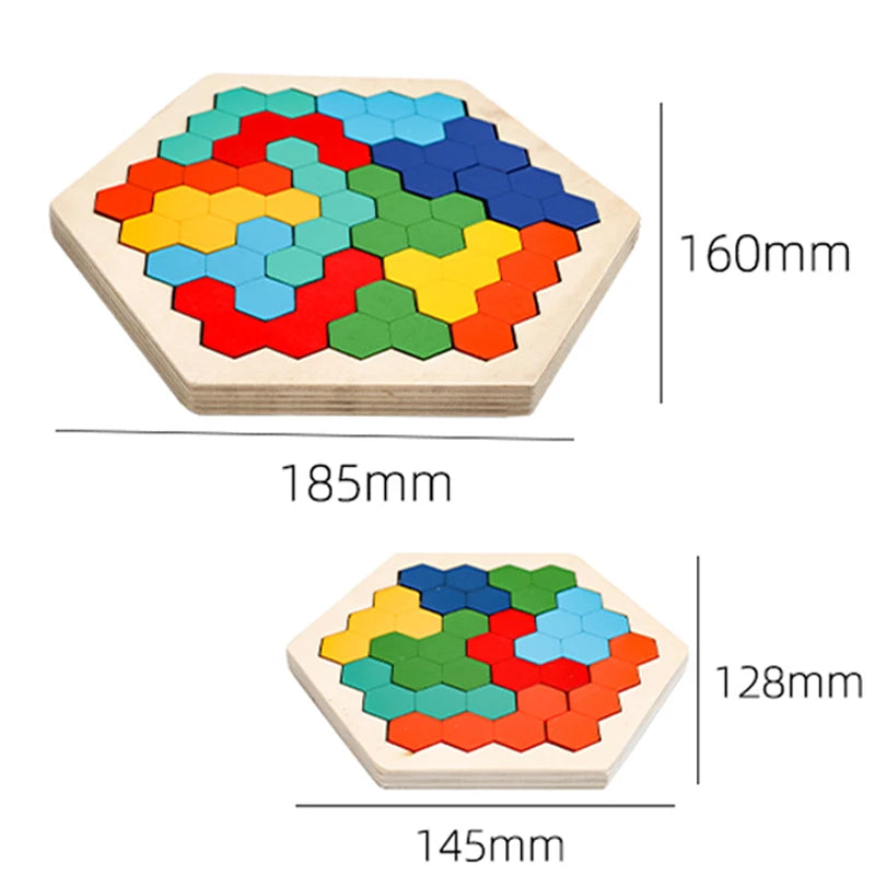 Buntes 3D Holzpuzzle & Tangram – Pädagogisches Lernspielzeug aus Holz für Kinder ab 3 Jahren