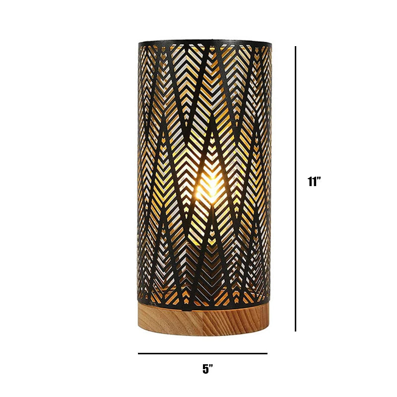 Vintage Tischlampe mit Fächermuster-Hohldesign – Kabellose Nachttischlampe