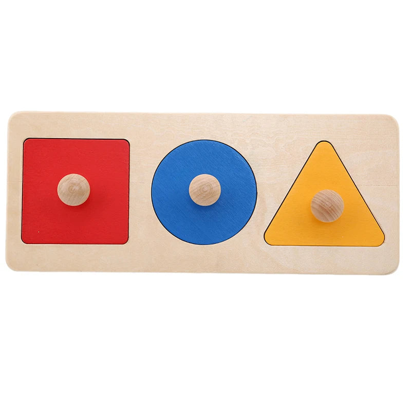 Montessori Holzpuzzle mit geometrischen Formen – Buntes Sortierspiel & Mathe-Lernspielzeug für Kleinkinder ab 3 Jahren