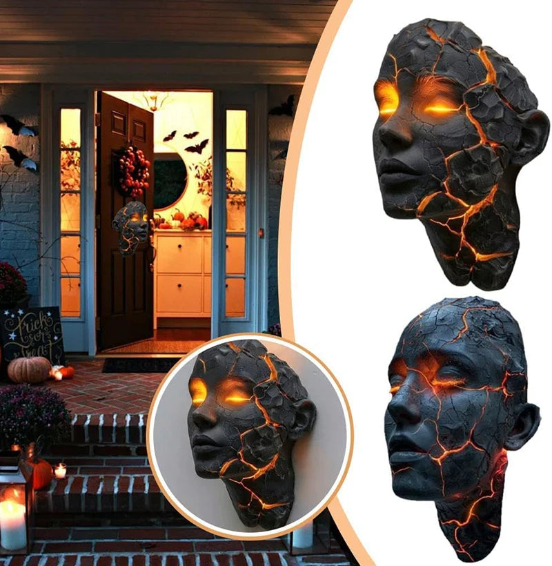 3D Totenkopf-Wandleuchte – Gothic LED Deko aus Resin