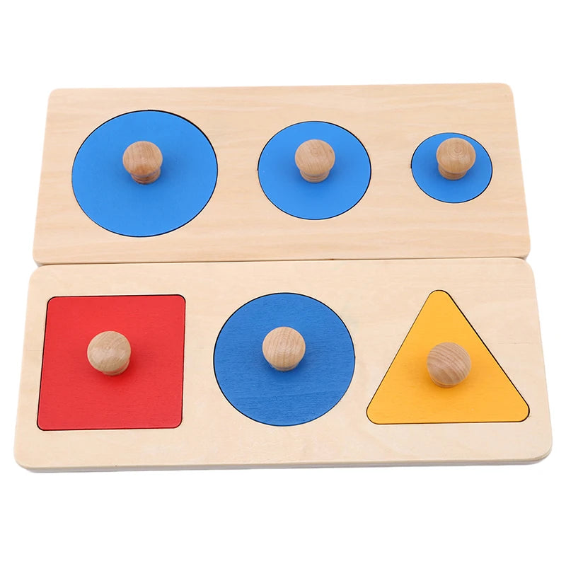 Montessori Holzpuzzle mit geometrischen Formen – Buntes Sortierspiel & Mathe-Lernspielzeug für Kleinkinder ab 3 Jahren
