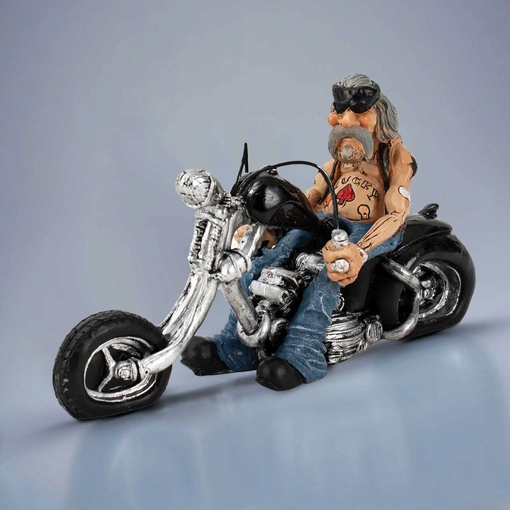 Lustige Biker Harz-Figur Motorradfahrer Retro