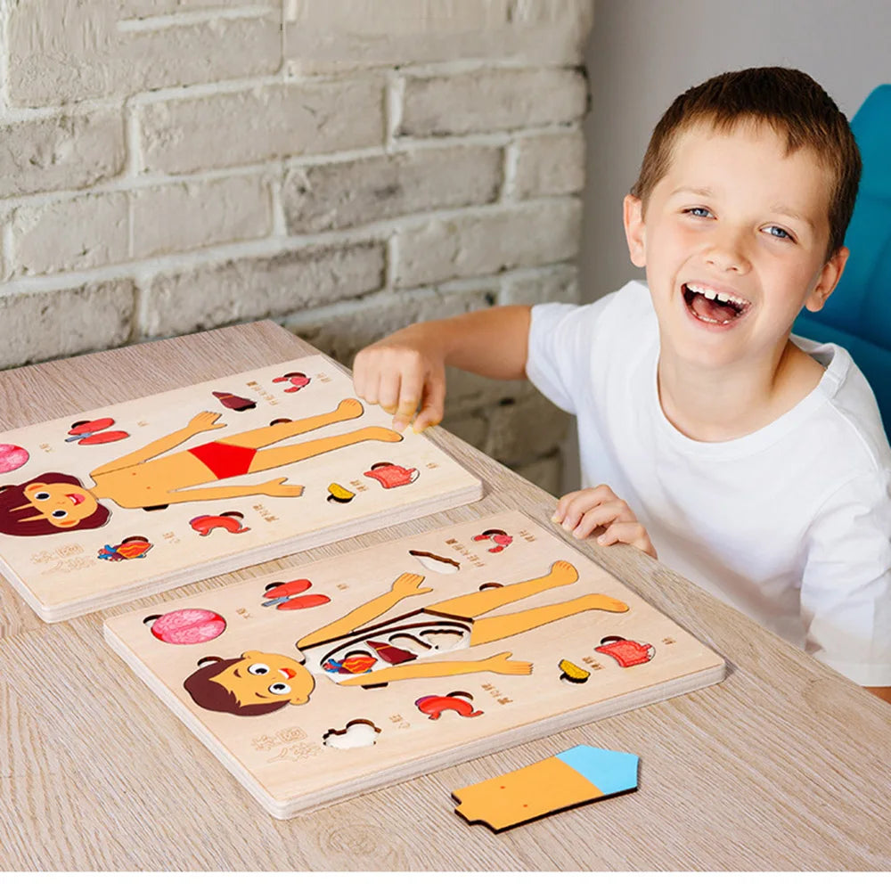 Montessori Holzpuzzle Menschlicher Körper – Organe & Körperteile kennenlernen (ab 3 Jahre)