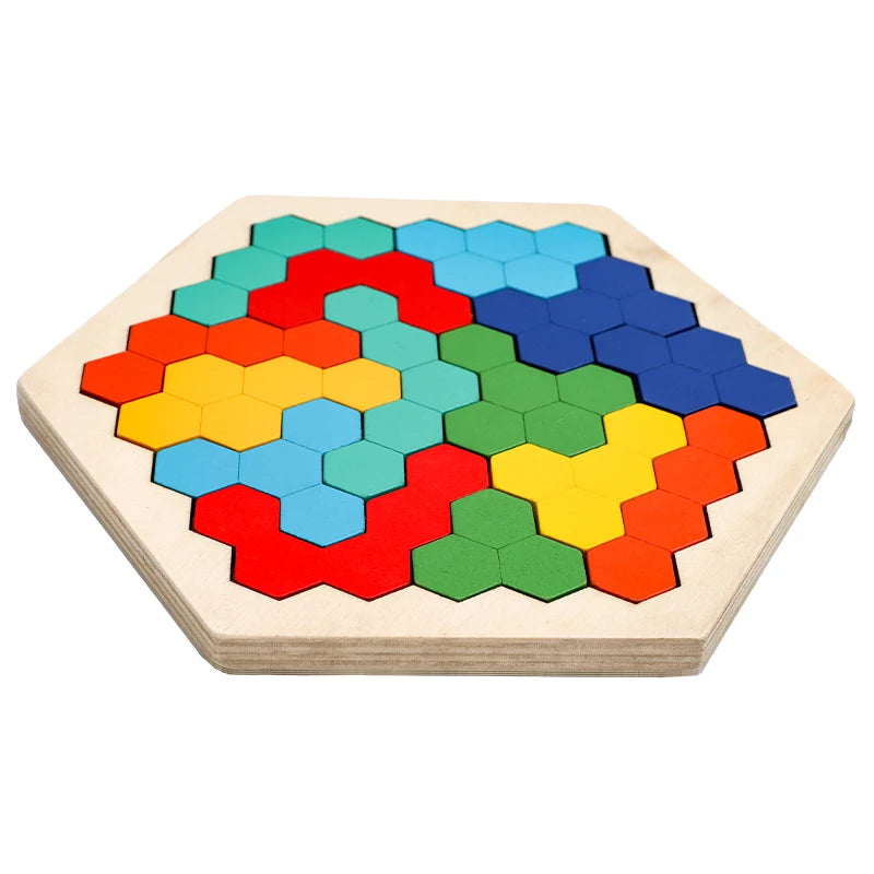 Buntes 3D Holzpuzzle & Tangram – Pädagogisches Lernspielzeug aus Holz für Kinder ab 3 Jahren