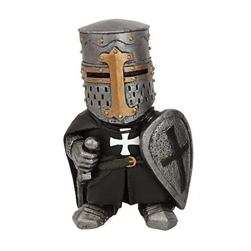 Ritter-Zwerg Gartenfigur aus Resin – Gotischer Wächter für Garten & Terrasse