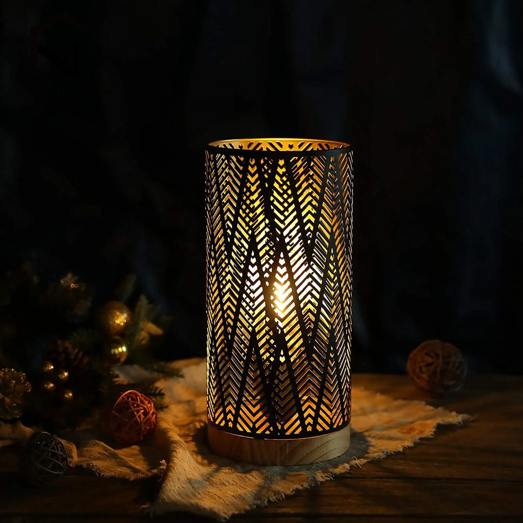 Geometrische Metall-Tischlampe mit Edison-Glühbirne – Kabellose Akku-Lampe
