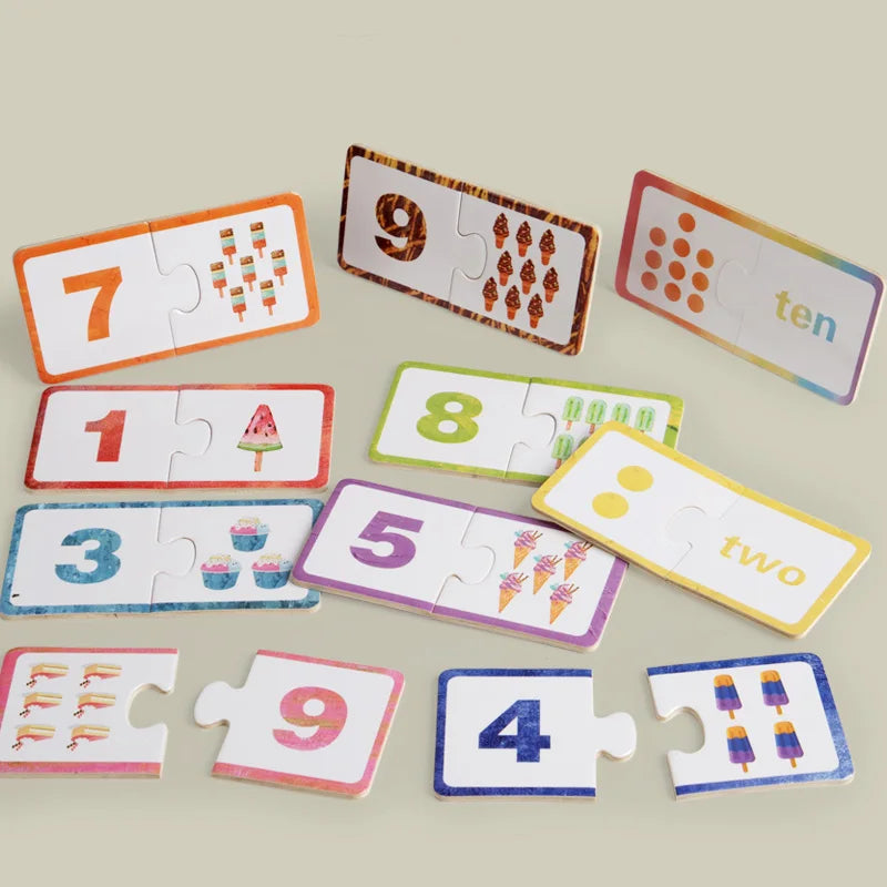 Montessori Holz-Zahlenzuordnungspuzzle – Logikspiel mit Mustern & Zahlen für Kinder ab 3 Jahren