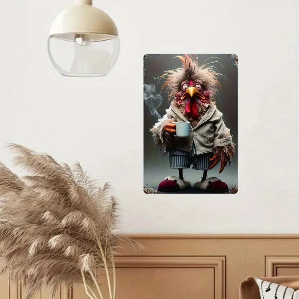 Huhn & Kaffee Blechschild – Witzige Wanddeko 20×30 cm