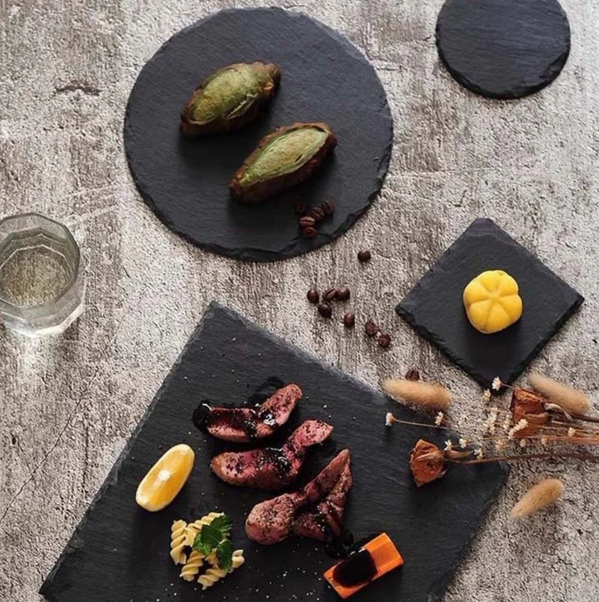 Schieferplatte Servierteller – Japanisch-koreanischer Stil für Sushi, Desserts & mehr